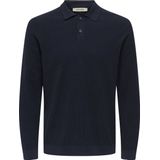 Only & Sons - Onstony Reg 12 Ls Waffle - Gebreid Poloshirt - Dark Sapphire - Lange Mouwen
