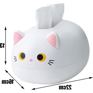 Cartoon kat tissuedoos - Kawaii kat zakdoekbox voor badkamer - wit .