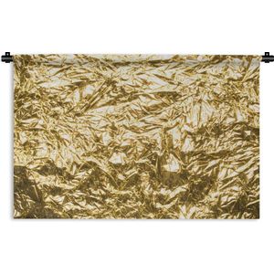 Wandkleed Goud - Gouden folie met een gerimpelde textuur Wandkleed katoen 180x120 cm - Wandtapijt met foto XXL / Groot formaat!
