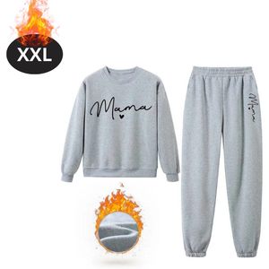 Nivard Joggingpak - Huispak - Volwassenen - Trainingspak - Comfortabel - Joggingsbroek - Tracksuit - Dames - Winter - Lichtgrijs - XXL