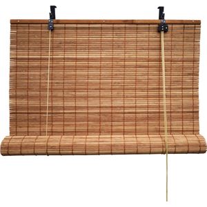 Bamboebaas bamboe rolgordijn Fedde - Bruin - 140x160 cm - Natuurlijke look - Zonwerend - Duurzaam bamboe - Lichtdoorlatend - Geschikt voor binnen en buiten - Eenvoudige montage