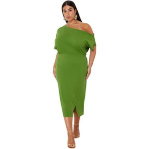 Trendyol Bruine Midi-Jurk Met Één Schouder Tbbss24Ah00083