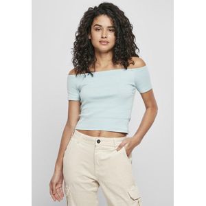 Urban Classics - Off Shoulder Rib Crop top - 2XL - Blauw