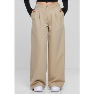 Urban Classics - Broek - Ultra Wide Pleat Front Pants - Wetsand - Dames