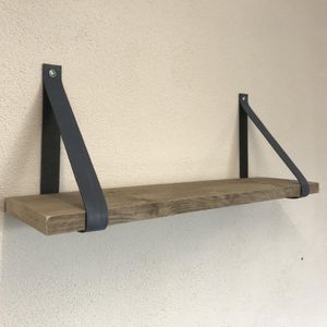 leren plankdragers blauw. Plankendragers Echt blauw leer – Perfect voor steigerhouten planken – Set van 2 Echt lederen plankendragers