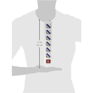 6-Voudige Stekkerdoos Frans-Schuko - Wit - Geaarde Meervoudige Stopcontactdoos Voor Huis Of Kantoor