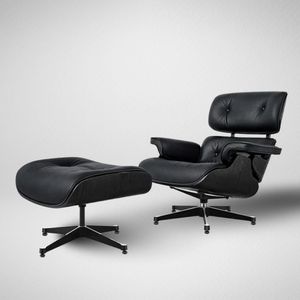 EMBYANCE® Luxe lounge chair - Fauteuil met armleuning - Relaxfauteuil - TV meubel - Leer - Zwart - Hout