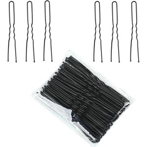 JGS Premium - Zwarte Haarspelden 50 Stuks U-vorm - Ideaal voor Vrouwen en Broodjes - Geschikt voor Alle Haartypes (6 cm)