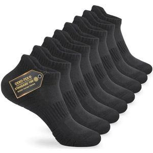 Running Socks Unisex - 8 Paar Korte Sportsokken voor Dames en Heren - Katoenen Enkelsokken - Zwart Wit Grijs