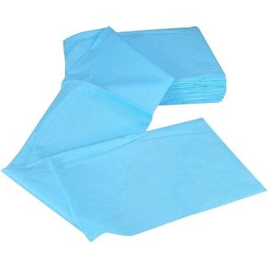 Set van 10 waterdichte wegwerp bedovertrekken van non-woven materiaal in blauw, 180x80 cm, ideaal voor massage- en beautybehandelingen voor hygiënisch gebruik