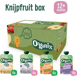 Organix Luxe Knijpfruit Maandbox 12+ Maanden - 24 stuks - 100% Biologisch - Knijpzakje Peuter