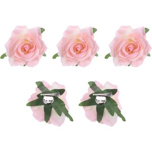 Allecto plus - Set van 5 haaraccessoires met rozenbloesem en bloemmotief - Lichtroze - Voor dames