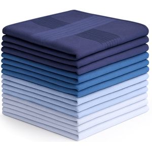 Averla Navy Collection - 12 Luxe Zakdoeken Heren - 100% Katoen - 40x40 cm - 4 Tinten Blauw