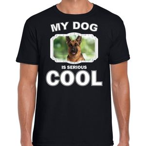 Duitse herder honden t-shirt my dog is serious cool zwart - heren - Duitse herders liefhebber cadeau shirt M