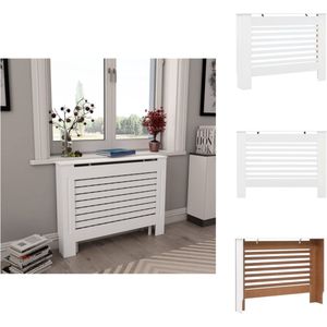 vidaXL Radiatorombouw - Wit MDF - 112 x 19 x 81.5 cm - Met 7 horizontale latten - Radiatormontageonderdeel