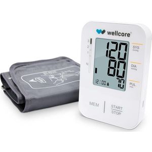 WELLCORE Digitale Bovenarm Bloeddrukmeter, Hartslagmeter, Onregelmatige hartslag Home Hypertensie Controle met Onregelmatige Hartslag Detectie, Manchet 22-40cm, WHO Indicator, Incl. Opbergetui en Batterijen