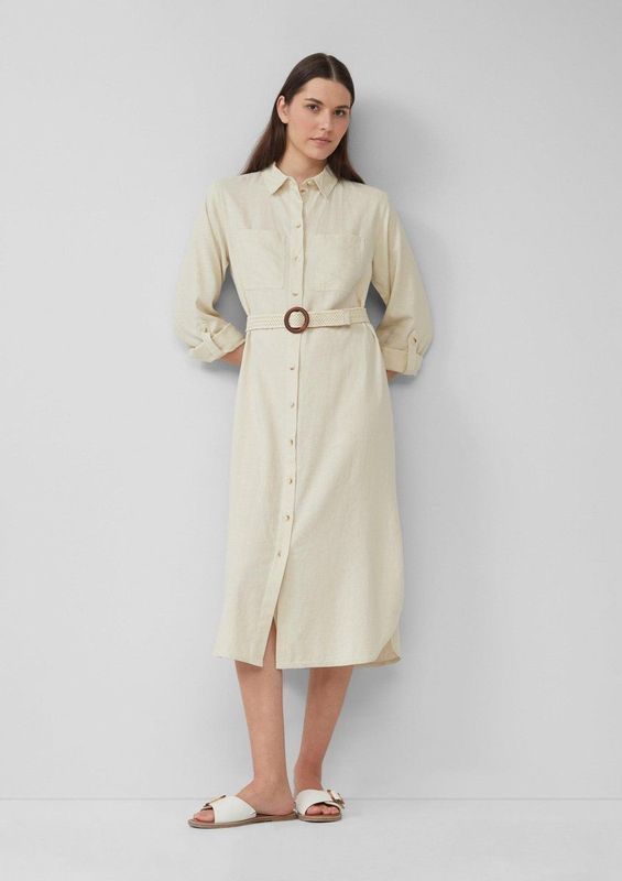 s.Oliver - Halflange Overhemdjurk - Linnenmix