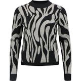 OBJECT - OBJRAY KNIT PULLOVER AOP NOOS - Sweater - Zwart-Grijs - Grafisch Patroon