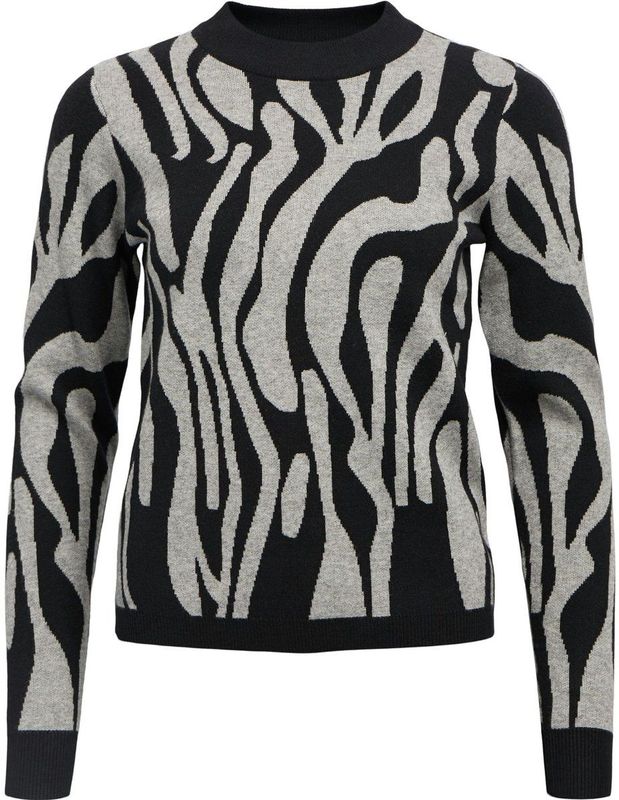 OBJECT - OBJRAY KNIT PULLOVER AOP NOOS - Sweater - Zwart-Grijs - Grafisch Patroon