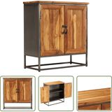 The Living Store Dressoir - Rustieke charme - Gerecycled teakhout - Stalen frame - 65x30x70 cm - Gepolijst en gelakt