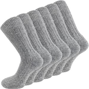 6 paar Noorse wollen sokken - Gemêleerd Lichtgrijs - Maat 39-42