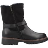 Tamaris - Biker Enkellaarsjes - Zwart - Leren Gesp Rits