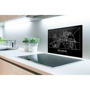 Spatscherm Keuken - Kookplaat Achterwand - Spatwand Fornuis - 70x50 cm - Plattegrond - Helmond - Kaart - Stadskaart - Aluminium - Wanddecoratie - Muurbeschermer - Hittebestendig