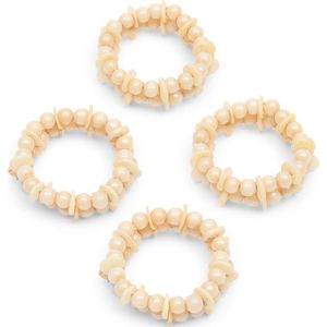 Riviera Maison Servetringen rond, parel Wit - Pearl Muse Tafelring set van 4 - Glazen kralen