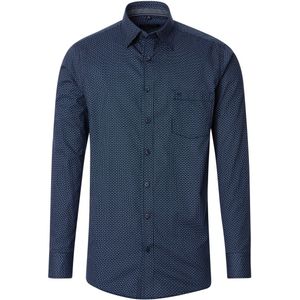 CASA MODA - Sport Comfort Fit Overhemd - Blauw Dessin - Strijkvriendelijk