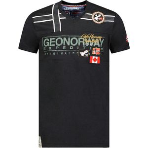 T-shirt Ronde Hals Zwart Met Print Geographical Norway - S