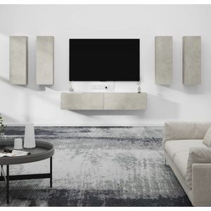 The Living Store TV-meubel Betongrijs - 2x 80x30x30cm + 4x 30.5x30x90cm