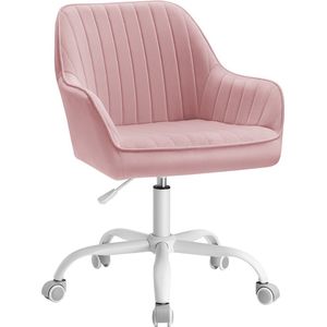 Rootz Fluwelen Bureaustoel - Bureaustoel - Rolstoel - Memory Foam Vulling - 64cm x 62cm x (80-90)cm - Pastelroze