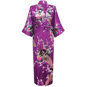 KIMU - Kimono - Paars - Maxi - Satijnen Badjas - Japanse Kamerjas