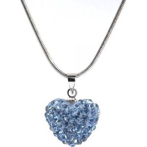Fako Bijoux® - Ketting - Disco Dots - Hart - Blauw