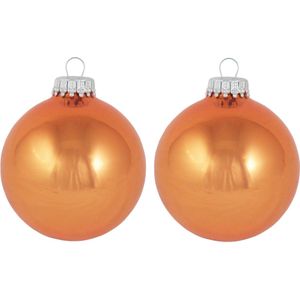 16x Orange Crush oranje glazen kerstballen glans 7 cm kerstboomversiering - Kerstversiering/kerstdecoratie oranje