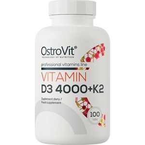 OstroVit - Vitaminen - Vitamin D3 4000 + K2 - 100 Tablets - Supplement - Vitamine D3 - Menaquinone-7 MK-7