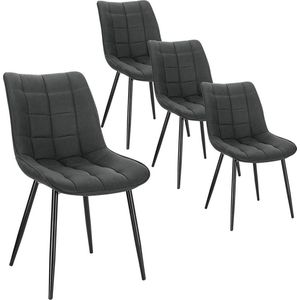 Rootz Set van 4 eetkamerstoelen - keukenstoelen - gestoffeerde stoelen - comfortabele gewatteerde zitting - duurzaam metalen frame - vloerbescherming - 85,5 cm x 46 cm x 40,5 cm