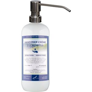 Handzeep Crème Eucalyptus 1 liter - met gratis RVS zilverkleurige pomp