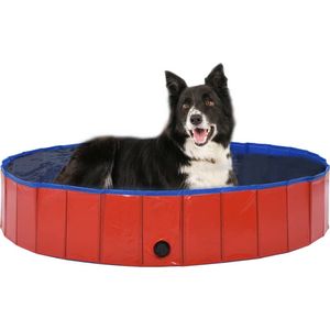The Living Store Hondenzwembad inklapbaar 160x30 cm PVC rood - Speelgoed voor dieren