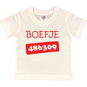 T-shirt Kinderen ""Boefje 486309"" | korte mouw | Wit/rood | maat 110/116 (XS)