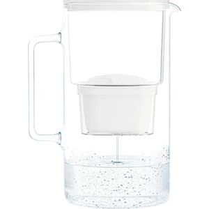 Glazen waterfilter-karaf compatibel met waterfilter patronen inclusief 1 filter - vermindert kalk, chloor, zware metalen - 2.5 liter wit waterfilter
