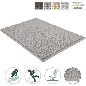 Beautissu Beaumare WR – Badmat Antislip 120x70cm – Douchemat Badkamer Grijs