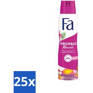 Fa - Deodorant Spray - Throwback Moments - Roze Lotus - 48 uur Bescherming - 150 ml - Bulkverpakking - 25 stuks