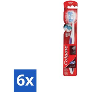 Colgate - Tandenborstel - 360 Optic White Medium- Wit - 1 Tandenborstel - Voordeelverpakking - 6 stuks
