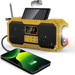 oCreon Auto-Scan FM/AM Kurbelradio - Solar - IPX5 - 10W Bluetooth Speaker - 4000mAh - Zaklamp - SOS