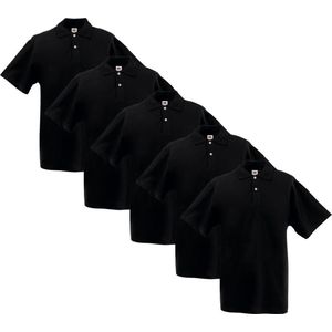 Fruit of the Loom poloshirt heren maat XXL 5 st (zwart)