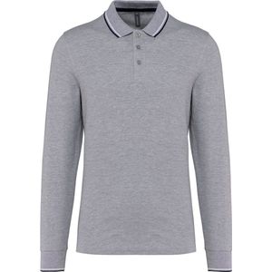 Kariban Heren polo van piquétricot met lange mouwen K280 - Oxford Grey / Navy / White - XL