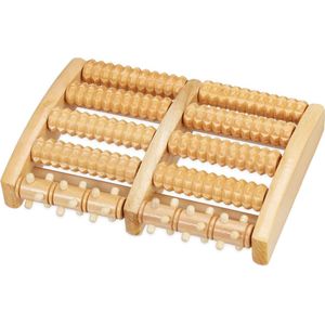 Voetmassage Roller - Hout - 10 Rollen - Noppen - Voetenroller voor Ontspanning - Natuurlijk Voetmassage