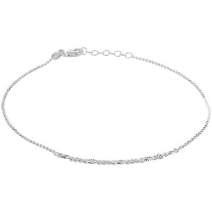 YO&NO - Enkelbandjes - Zilver - Ballchain - Rondjes - Gediamanteerd - 26cm - Sieraden Vrouw  - Gerhodineerd - Zilver 925