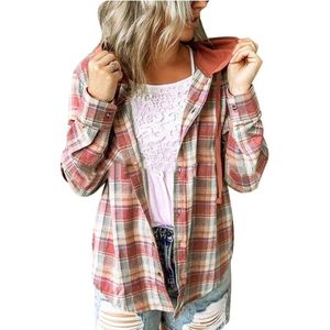 Allecto plus - Geruit Overhemd Met Capuchon Voor Dames Winter - Rood XL Herfst/Winter geruit overhemd met capuchon voor dames - Rood - Maat XL - Casual en oversized - Lange mouwen T-shirt blouse. Ideal voor dames.